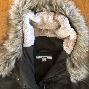 Women’s DKNY faux fur hooded jacket